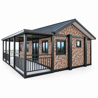 Maison conteneur pliable de 40 pieds avec porche couvert, maison de vacances moderne pour projets de villégiature en climat chaud