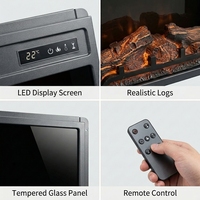 Cheminée électrique encastrable de 18 pouces avec flamme LED, télécommande et fonction de chauffage pour usage domestique