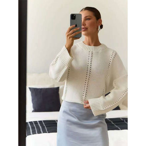 Suéter de Punto Holgado y Elegante para Mujer, Cuello Redondo, Informal, Suave, Cálido, Acogedor y Versátil, Novedad de Principios de Otoño de 2025 - Product Image 2
