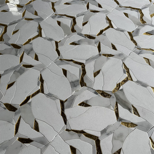 Mosaico de Mármol Blanco Calacatta de Estilo Moderno, Corte por Chorro de Agua, Decoración de Pared para Cocina y Baño, Revestimientos Cuadrados para Interiores - Product Image 6