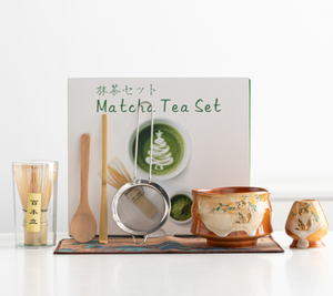 Set da tè in Matcha con motivo a spirale a otto pezzi Set da tè e caffè testurizzato con frusta a coste e utensili per la preparazione tattile - Product Image 5