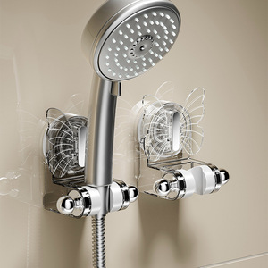 Yimijia <b>Shower</b> Head Holder Suction Cup Mount Transparent Butterfly Design Minimalist Bathroom <b>Accessory</b> - Product Image 1