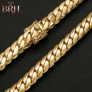 Collar de Cadena de Acero Inoxidable Chapado en Oro, 6 mm, 8.8 mm, 9.6 mm, Collar Cubano de Acero Inoxidable Estilo Hip-hop - Product Image 4