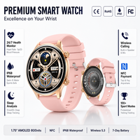 Montre connectée pour homme NFC AMOLED 1,75 pouce ronde, étanche IP68, fréquence cardiaque, pression artérielle, appels sans fil, 100 modes sportifs, OEM ODM