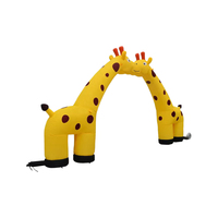 Arche gonflable de girafe de thème d'animaux populaires annonçant l'arche de forme d'animal pour la promo d'événement de zoo de fête d'enfants