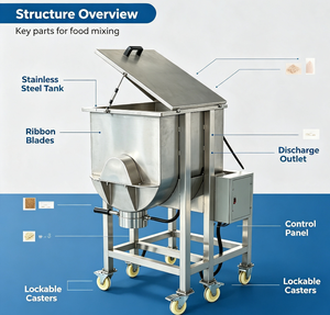 Mélangeur commercial à sec, adapté à <span class=keywords><strong>la</strong></span> préparation de mélanges d'assaisonnements, de farine et de particules alimentaires. - Product Image 5