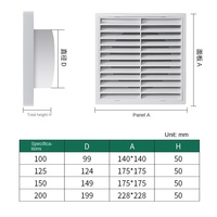 Grille d'aération extérieure inclinée à lamelles, protection contre le vent, sortie d'évacuation, grille de ventilation à gravité, en ABS, carrée, avec moustiquaire anti-insectes
