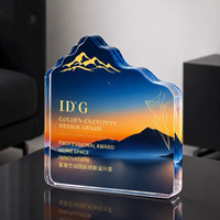 Trophée personnalisé en cristal transparent en forme de montagne iceberg, presse-papiers MH-T250