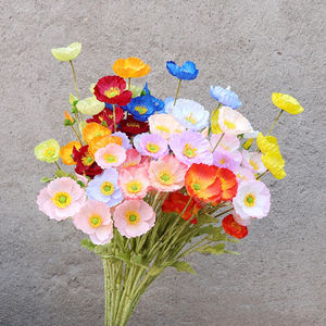 YOPIN-7679 nouveau 4 têtes artificielles flocage coquelicot fleurs vraie touche printemps couleurs blanc rouge soie maïs coquelicot décoration de mariage - Product Image 2