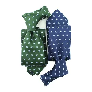 수제 패션 참신 중국 공급 업체 녹색 사용자 정의 넥타이 남성 스카이 블루 코끼리 멋진 100% 실크 인쇄 동물 넥타이