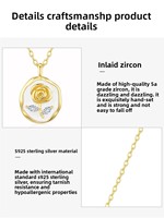 Collier en or 14 carats tendance pour femmes, pendentif rose en zircon, bijoux fins personnalisables pour mariages et fêtes
