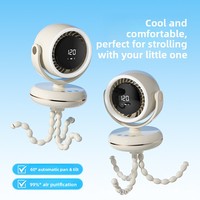 Nouveau ventilateur électrique silencieux de bureau portable USB sans pales, style pieuvre, moteur sans balais, autonomie de 6 à 8h, affichage numérique en anglais