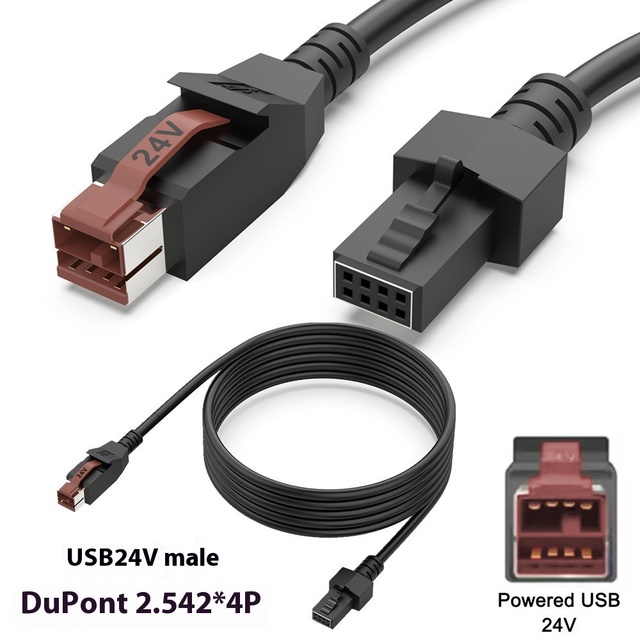24V for Epson IBM Medical POS Terminal PVC Jacket Fast 3A Charging Compatible iPhone 2m for Barcode Scanner Printer Medical