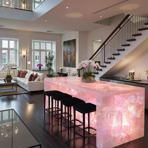 Lussuoso Piano <span class=keywords><strong>Cucina</strong></span> in Onice <span class=keywords><strong>Rosa</strong></span> Naturale Retroilluminato, Top in <span class=keywords><strong>Marmo</strong></span> per Cucine di Ville - Product Image 2