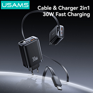 USAMS CC296 Portable Eu Plug <span class=keywords><strong>30W</strong></span> Multi Type c Cordon Rétractable Téléphone Mur Voyage Chargeur <span class=keywords><strong>Adaptateur</strong></span> pour <span class=keywords><strong>apple</strong></span> iphone 16 15 Pro Max - Product Image 2