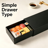 Boîte cadeau haut de gamme en carton noir, prête à l'emploi, qualité alimentaire, boîte à sushi premium, emballage pliable personnalisé pour desserts et traiteur