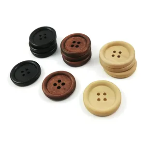 Factory Wholesale Custom High Quality 4-Holes natural wooden button for clothes sewing accessories