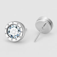 Boucles d'oreilles clous unisexes minimalistes en argent sterling 925 avec moissanite taille brillant rond de 0,5 ct/1 ct, sertie clos, bijoux