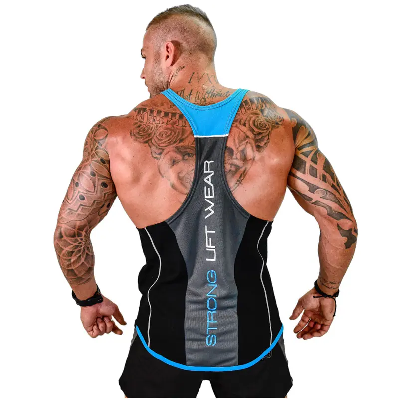 Cotton Mesh Wholesale Training Running Fitness Top Sportswear Shirt Stringer Custom Gym Vest Singlet Workout Tank Tops for Men