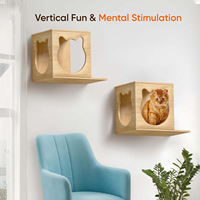 Mobilier de lit flottant d'intérieur moderne pour chat Maison en bambou massif pour animaux de compagnie avec maison en bois pour chat Style OEM
