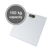 Balance corporelle numérique personnalisée de 150kg avec verre trempé et écran LCD imprimé OEM pris en charge pour la salle de bain