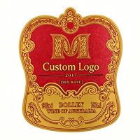 Etiquetas Personalizadas para Bebidas y Vino, Estampado Dorado, Papel Kraft en Relieve, Adhesivos, Código de Barras, Etiquetas con Logotipo Ecológicas