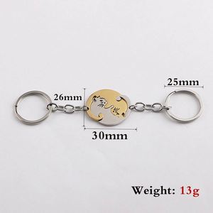 Love Cat Pendant Couple Waist Stainless Steel Anti Loss Keychain <b>Ring</b> <b>Bag</b> Hanging Accessories - Product Image 2