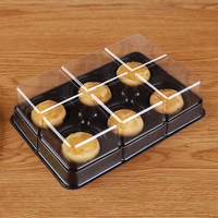 Boîte d'emballage jetable pour cupcakes et en-cas de la marque Sweet Bakery avec 6 compartiments séparés pour servir des gâteaux, des biscuits et des cookies