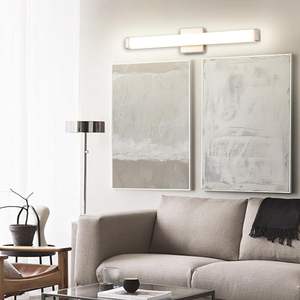 Lumière de coiffeuse 18 pouces en nickel brossé, luminaires de salle de bain au-dessus du miroir, LED moderne, lumière pour miroir, cuisine, salon - Product Image 5