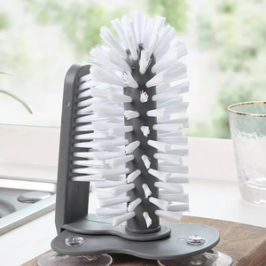 Brosse de nettoyage 2-en-1 rotative pour tasses et verres, à fixation murale par ventouse, pour cuisine et vaisselle, vente en gros - Product Image 1