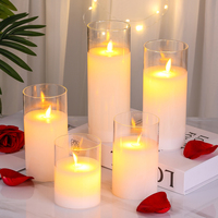 Weihnachts-LED-Kerze Flammen lose Fernbedienung Swinging Flame Wax Candle mit Glas abdeckung Home Decoration Festliche Diwali YS