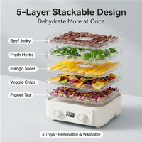 Déshydrateur alimentaire électrique 5 plateaux, chauffage 360°, température réglable 70°C, minuterie, écologique, pour fruits et légumes