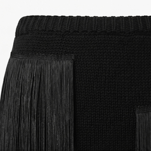 Nouvelle <span class=keywords><strong>jupe</strong></span> midi en tricot superposé à franges noires cousues main, élégante pour soirée, collection 2026 pour femme - Product Image 5