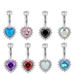 Heart Shaped Belly Button <b>Ring</b> G23 <b>Titanium</b> Plated Zircon Navel Jewelry For Women Gift - Product Image 5