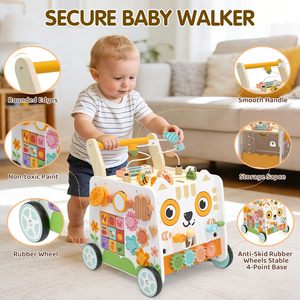 ศูนย์กิจกรรมมอนเตสซอรี่ รถหัดเดินแบบ DIY ล้อใหญ่ รถเข็นเด็กไม้ รถหัดเดินพร้อม<span class=keywords><strong>โต๊ะ</strong></span>เกม 3 in 1 - Product Image 1