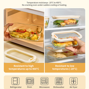 Boîte de conservation alimentaire en verre transparent, écologique, durable, portable et chauffable, avec couvercle en silicone, idéale pour la conservation des aliments et les cadeaux - Product Image 5