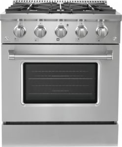 Estufa de Gas Natural Independiente de 30 Pulgadas, 4 Quemadores, Horno de Convección de 4.63 Pies Cúbicos, Patas Ajustables de Acero Inoxidable, Vidrio de Triple Capa - Product Image 1