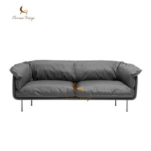 Ensemble de meubles de luxe léger pour salon, combinaison en cuir véritable, style français, européen, 2, 3, 4 places - Product Image 4