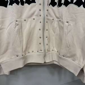 Chaqueta con cremallera de alta calidad, 100% algodón grueso, con estampado vintage de estilo urbano 'Mixed Emotions' y rotos, para hombre, tipo sudadera con capucha. - Product Image 5