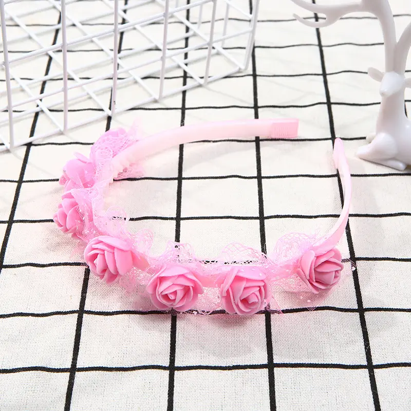 Korean version girl accessories kids special and cute headband for baby elegant lace pink princess Headband