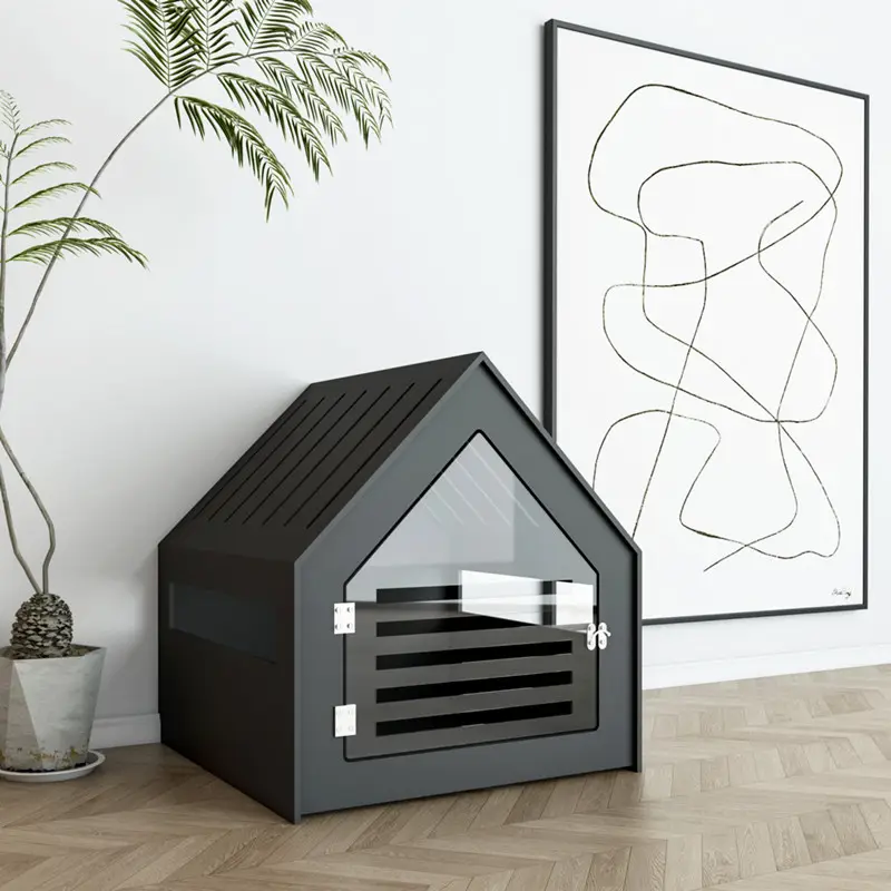 Wood Dog Furniture Acrylic Door Dog House Luxury Pet Wooden Bed Indoor Wood Cat Dog House For Sale