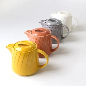 New -arrival Graceful Embossed Helix Texture Multi-colored Home Goods Tea Ware Christmas Porcelain Tea Pot For Gift