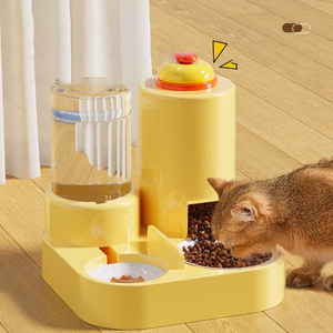 موزع طعام وماء أوتوماتيكي 2 في <span class=keywords><strong>1</strong></span> للحيوانات الأليفة بنظام يعمل بالجاذبية لتتبع الكلاب والحيوانات الأليفة، مصنوع من البلاستيك المتين - Product Image 3