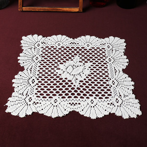 Lace Placemat <b>Square</b> Polyester Geometric Pattern Washable Home Use - Product Image 1