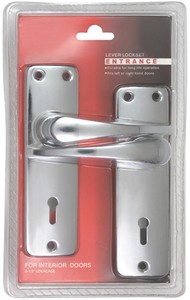 Ensemble de serrures à mortaise en aluminium 5Lever pour portes d'entrée principales, serrure à pêne dormant haute sécurité avec poignée, ensemble de serrures de porte chromées - Product Image 3
