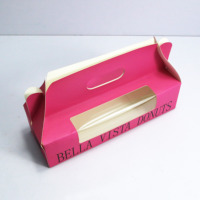 Mini boîtes à Donuts avec Logo personnalisé, emballages en papier avec fenêtre, vente en gros, pièces