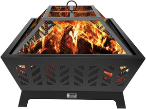 Brasero portable en bois de fer carré noir avec support et couvercle en maille, poêle de chauffage extérieur thermolaqué, populaire en <span class=keywords><strong>Europe</strong></span> - Product Image 6
