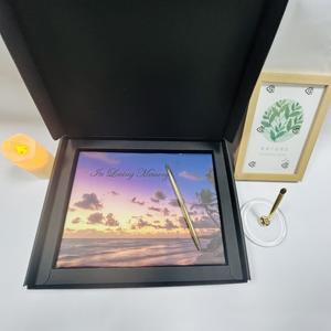 Aksesuarlar fotoğraf çerçevesi, kalem ve mum ile başsağlığı için SM-JZ073 cenaze ziyaretçi defteri seti - Product Image 3