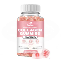Bonbons gélifiés au collagène Solilan OEM Bears, gélifiés fourrés, halal, complément blanchissant pour la peau, sans sucre, gélifiés au collagène pour la peau