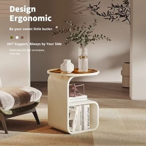 Hiện đại cong bảng bên hai tầng thủy tinh và gỗ <span class=keywords><strong>Top</strong></span> <span class=keywords><strong>End</strong></span> bảng với Mở Kệ cho phòng khách phòng ngủ nhà máy cuốn sách hiển thị - Product Image 2